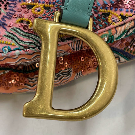 Sold Dior In Lights Saddle Medium Multicolor Beads and Calfskin Leather Shoulder Bag
