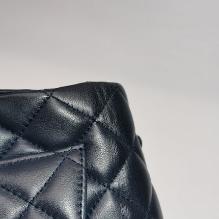 Chanel Classic Flap Mini 2014 Navy Lambskin Leather Silver Hardware