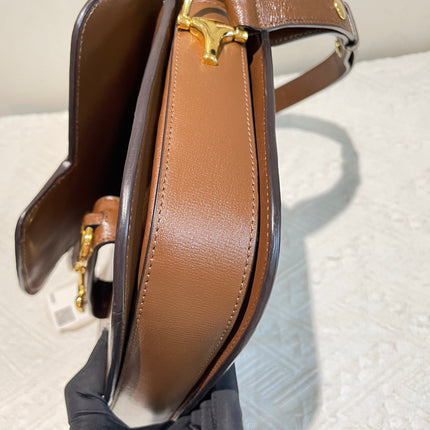 Gucci 1955 Horsebit Shoulder Bag Caramel Brown Small Leather