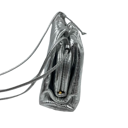 Sold Bottega Veneta Pouch Mini Silver Lambskin Leather Tree Trunk pattern