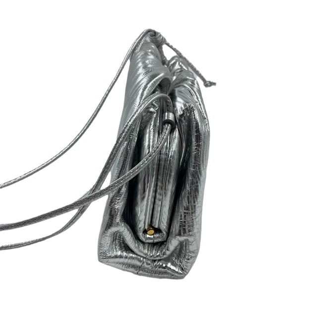 Sold Bottega Veneta Pouch Mini Silver Lambskin Leather Tree Trunk pattern