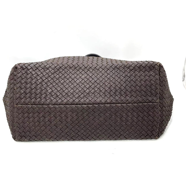 Bottega Veneta Cabat Tote Intreccio Leather Dark Chocolate Brown 40cm