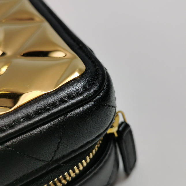 Chanel Vanity Case Mini Black Quilted Lambskin Golden Plate 2021
