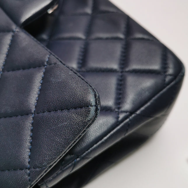 Chanel Classic Flap Mini 2014 Navy Lambskin Leather Silver Hardware