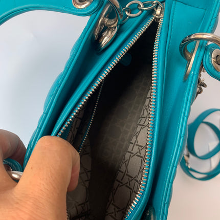 Sold Lady Dior Medium Bag Blue Cannage Lambskin Leather