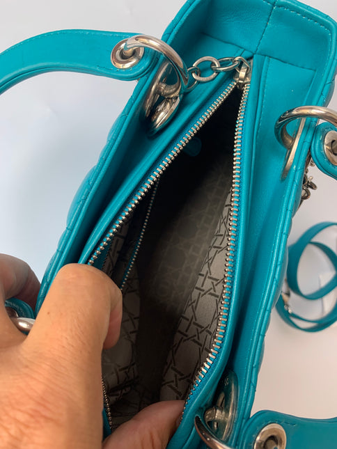 Sold Lady Dior Medium Bag Blue Cannage Lambskin Leather