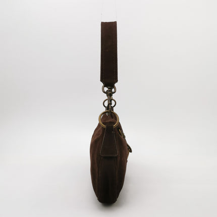 Miu Miu Brown Suede Leather Shoulder Bag Snap Hook