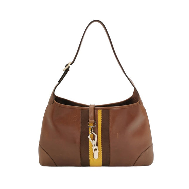 Gucci Jackie Vintage Medium Brown Leather Silver Hardware-Luxbags