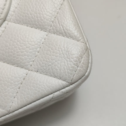 Chanel Classic Flap Medium 2008 White Caviar Leather Silver Hardware