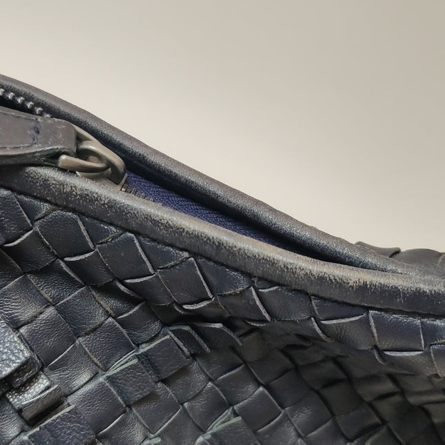 Bottega Veneta Veneta Hobo Midnight Dark Navy Intrecciato Leather Bag 40cm