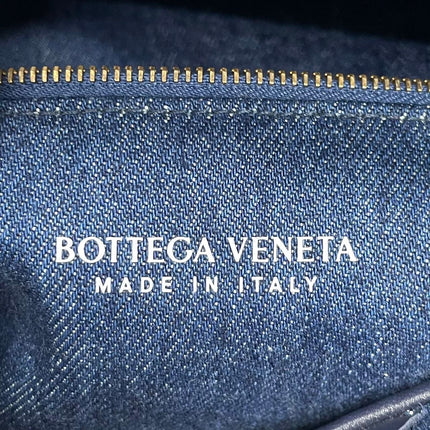 Bottega Veneta Hop Large Leather and Denim Intrecciato Navy Hobo Bag 55cm