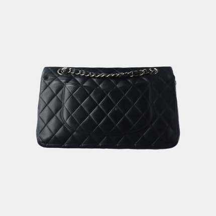 Chanel Timeless Classic Flap Medium Black Lambskin Leather Silver Hardware, 2009-2010