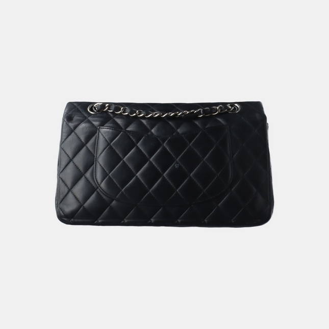 Chanel Timeless Classic Flap Medium Black Lambskin Leather Silver Hardware, 2009-2010