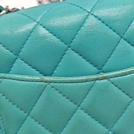 Chanel Classic Flap Mini Turquoise Blue Lambskin Leather Gold Hardware 2014
