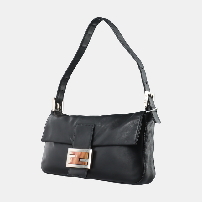 Sold Fendi Baguette Black Lambskin Leather Shoulder Bag