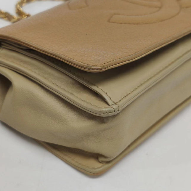 Chanel Wallet on Chain Vintage Flap Bag Double CC Camel Caviar Leather