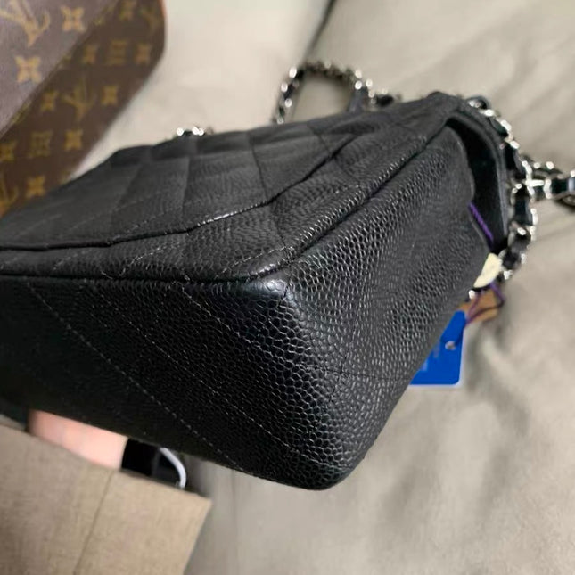 Chanel Classic Flap Mini Black Caviar Silver Hardware 2017-18
