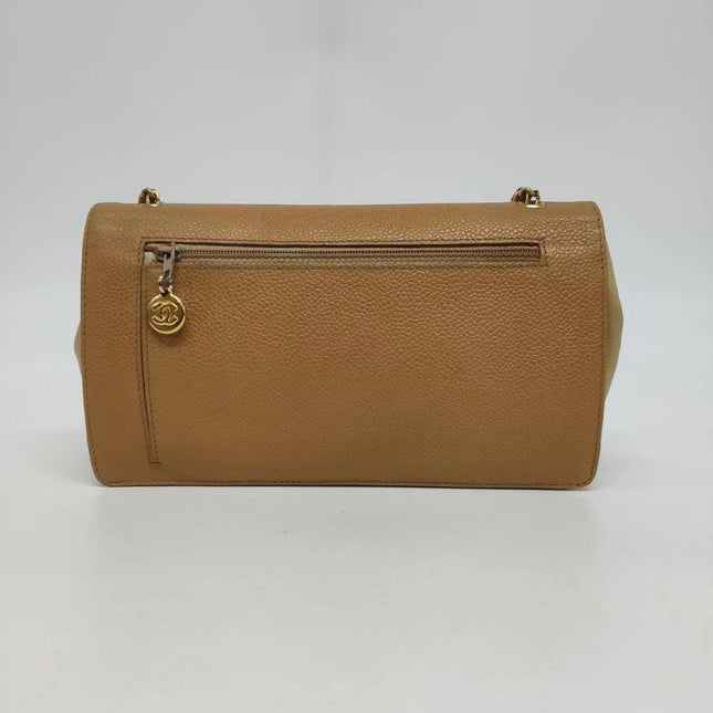 Chanel Wallet on Chain Vintage Flap Bag Double CC Camel Caviar Leather
