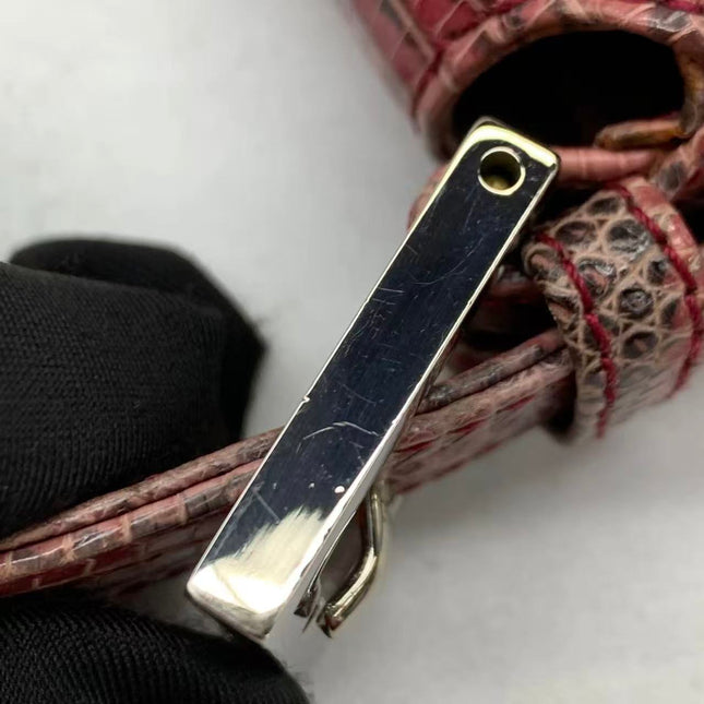 Fendi Baguette Purple Lizard Skin Leather Handbag