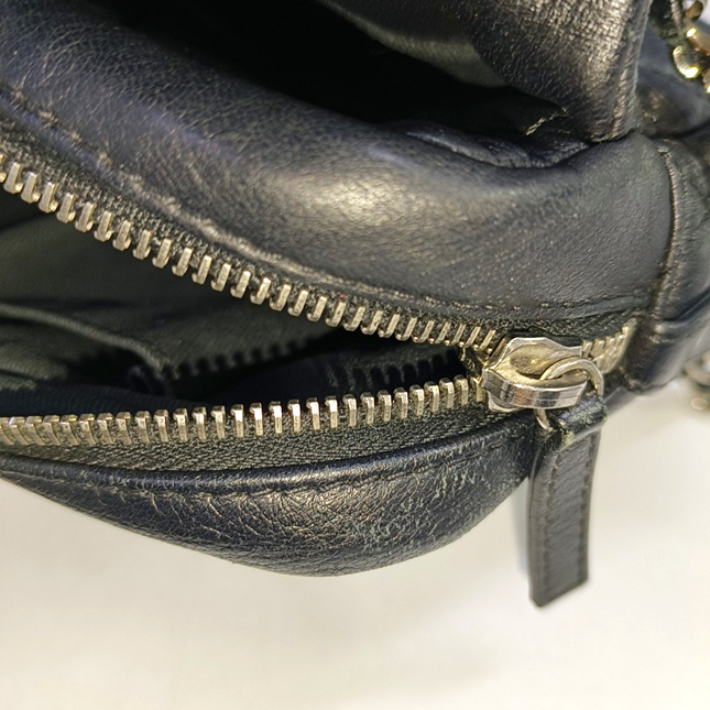 Chanel Medium Black Calfskin Leather Flap and Zipper Bag Silver Hardware, 2015