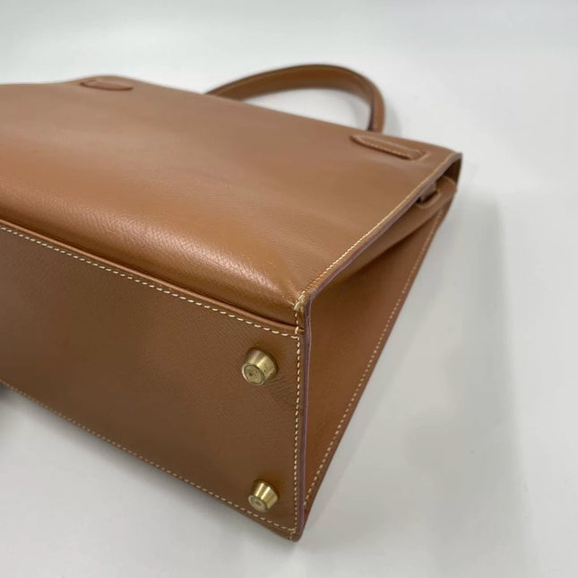 Hermes Kelly 32 Sellier Gold Epsom Leather Gold HW Double Ring 2002