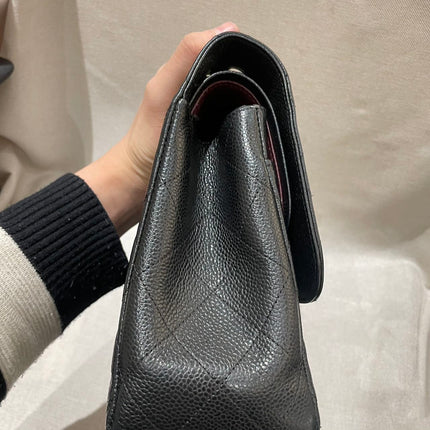 Chanel Classic Flap Jumbo 2012 Black Caviar Leather Double Flap Silver Hardware
