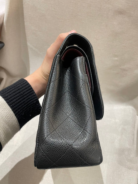 Chanel Classic Flap Jumbo 2012 Black Caviar Leather Double Flap Silver Hardware