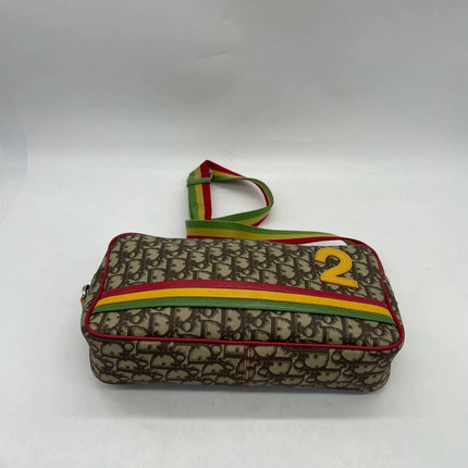 Dior No. 2 Rasta Trotter Camera Bag Beige Monogram Red Yellow Green Web Strap