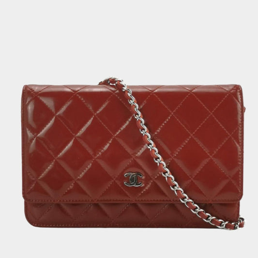 Chanel Wallet on Chain Classic Flap Red Patent Leather-Luxbags