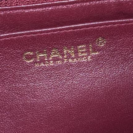 Chanel Vintage Medium Flap Top Handle Bag Burgundy Suede Leather 1997-1999