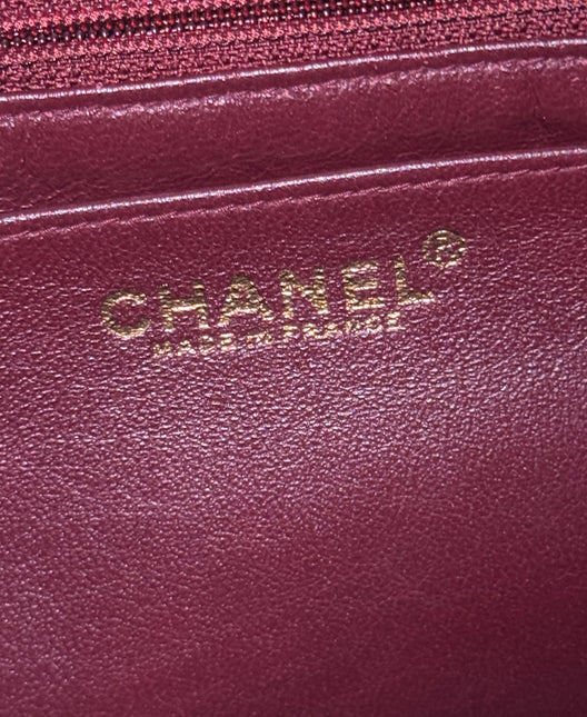 Chanel Vintage Medium Flap Top Handle Bag Burgundy Suede Leather 1997-1999