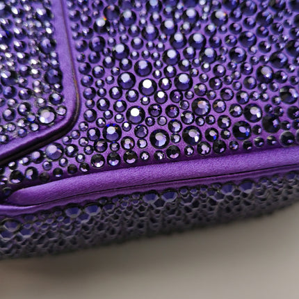 Versace La Medusa Mini Crystal Embellished Top Handle Bag in Purple