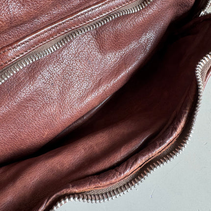 Prada Large Brown Washed Top Handle Bauletto Bag Calfksin Leather