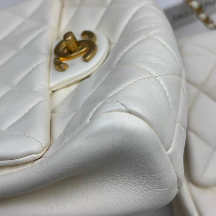 Chanel White Quilted Lambskin Double Side Pack Bags Aged Gold Hardware 2019