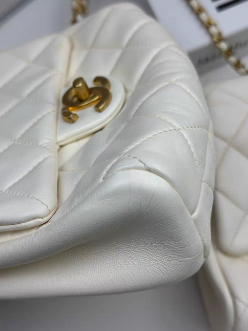 Chanel White Quilted Lambskin Double Side Pack Bags Aged Gold Hardware 2019
