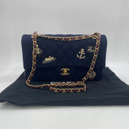 Chanel Medium Classic Double Flap Bag Métiers d'Art Paris-Hamburg 2018 Wool Nautical Charms
