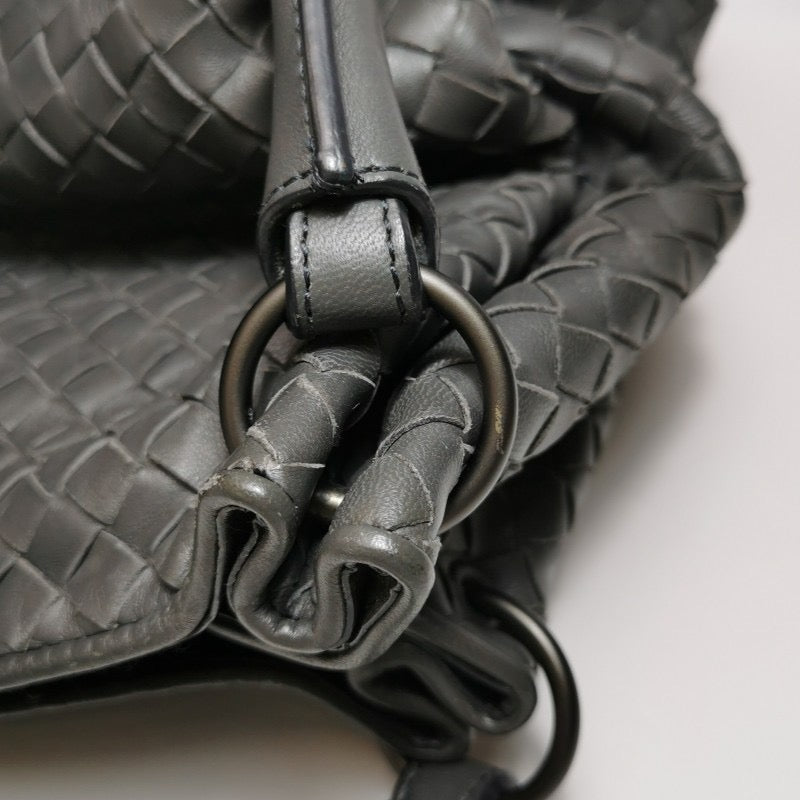 Bottega Veneta Parachute Shoulder Bag Intrecciato Dark Grey 33cm