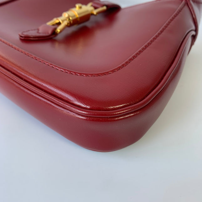 Sold Gucci Jackie 1961 Mini Burgundy Leather Bag with Adjustable Strap