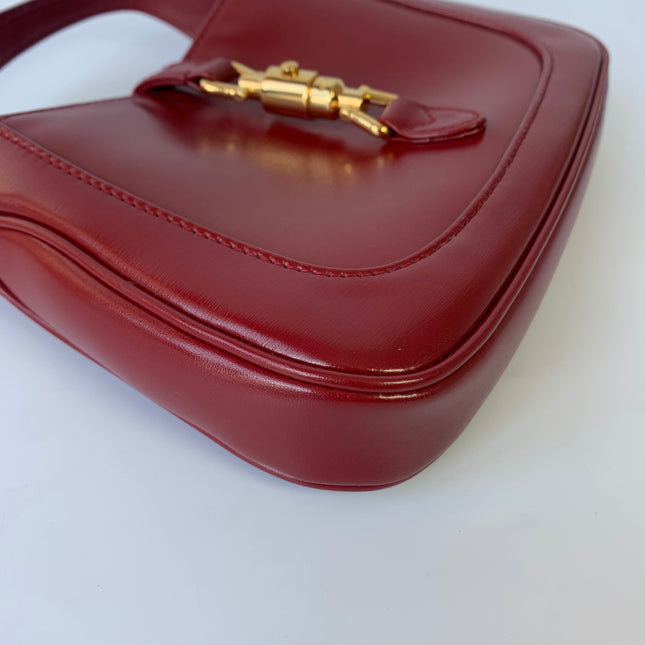 Sold Gucci Jackie 1961 Mini Burgundy Leather Bag with Adjustable Strap