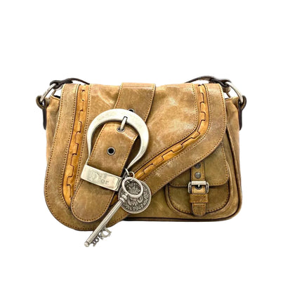 Dior Vintage Gaucho Mini Brown Leather Crossbody Bag 2006-Luxbags