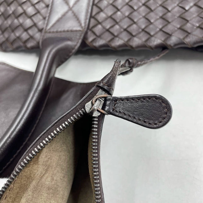 Sold Bottega Veneta Cabat Large Intreccio Leather Tote Bag Dark Chocolate Brown with Pouch 40cm