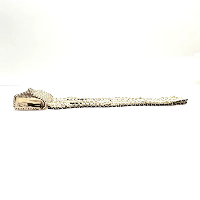 Chanel Micro Flap Bag Charm Chain Long Necklace with Matelasse and Pearl Chain 102cm