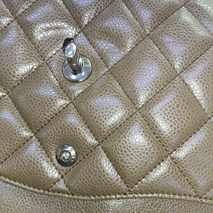 Chanel Classic Flap Jumbo 2012 Coffee Brown Caviar Leather Double Flap Silver Hardware