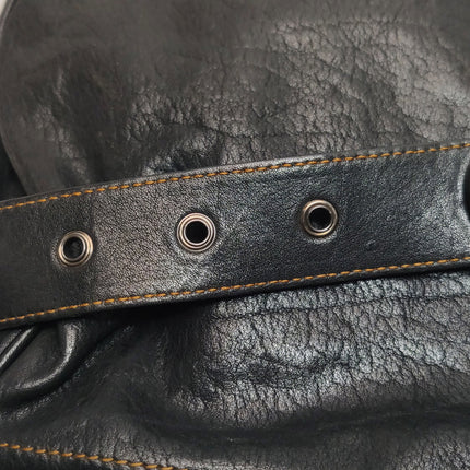 Dior Vintage Gaucho Large Black Leather Crossbody Bag