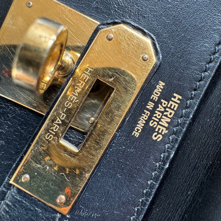 Hermes Kelly 32 Retourne Black Box Leather Gold HW 1987