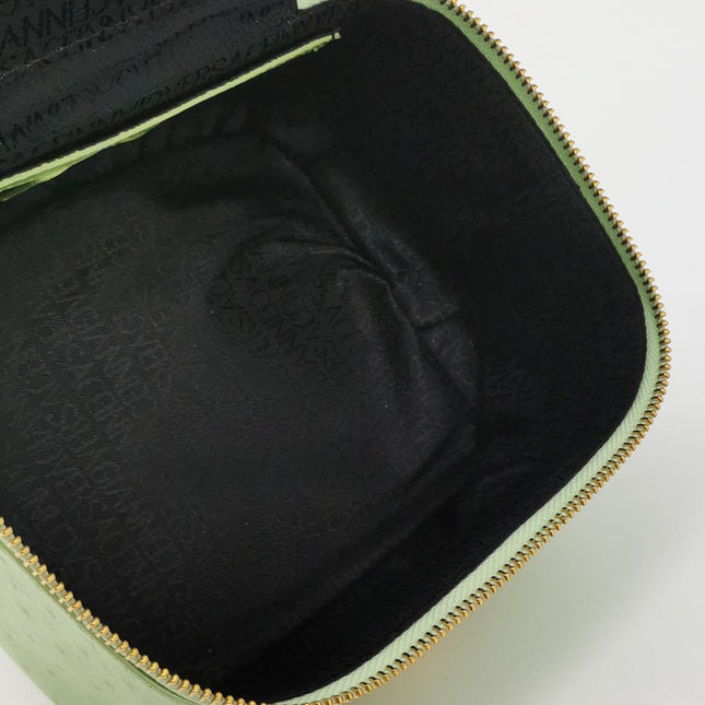 Versace Vintage Logo Sun Vanity Bag Green Calfskin Leather Gold Hardware