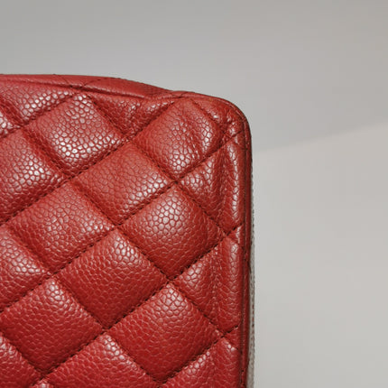 Chanel Timeless Classic Flap Medium Red Caviar Leather Silver Hardware
