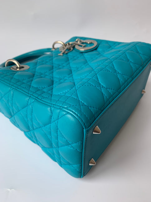 Sold Lady Dior Medium Bag Blue Cannage Lambskin Leather