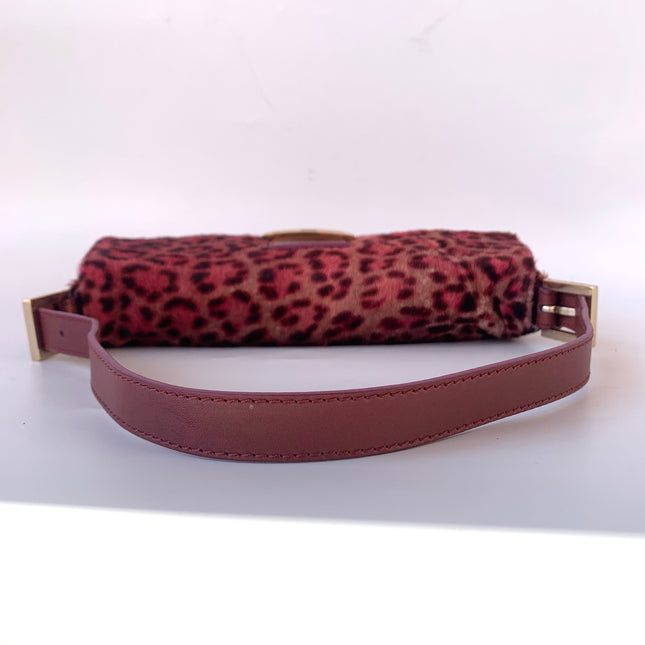 Sold Fendi Baguette Pink Leopard Print Pony-hair style calfskin