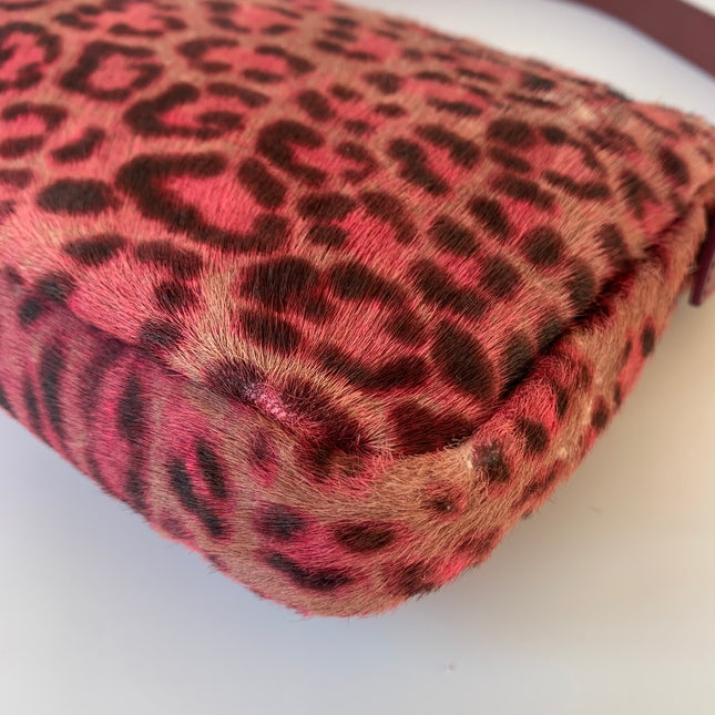 Sold Fendi Baguette Pink Leopard Print Pony-hair style calfskin